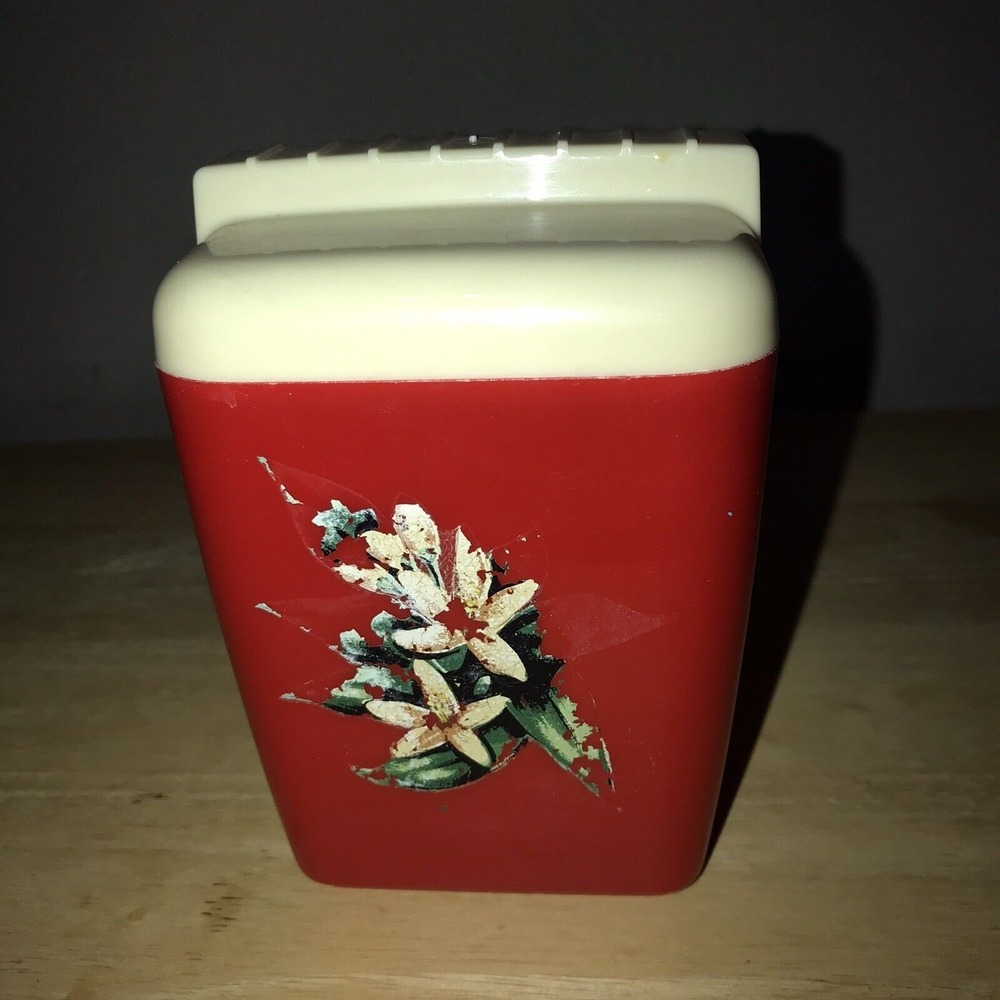 Burrite Replacement Canister Small Red Floral For Coffee or Tea Vintage